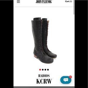 Fluevog Radio KCRW Black Leather Lace-Up Boots